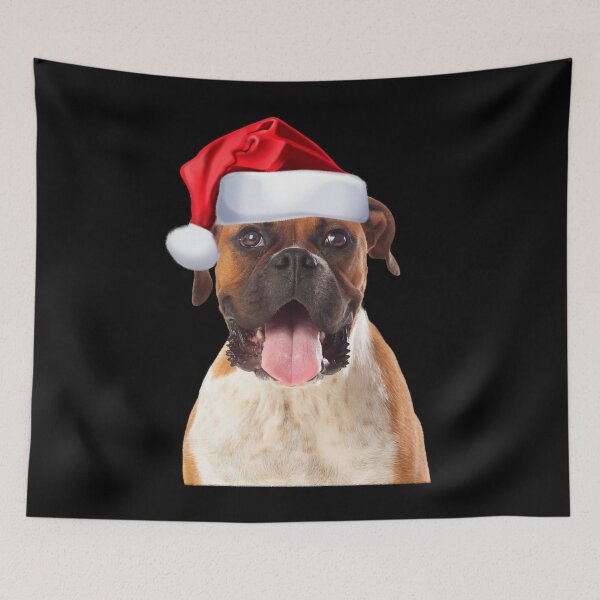 Item preview, Cute Boxer Christmas Shirt Santa Hat Image Funny Dog Gift designed and sold by DamnCoolStuff.