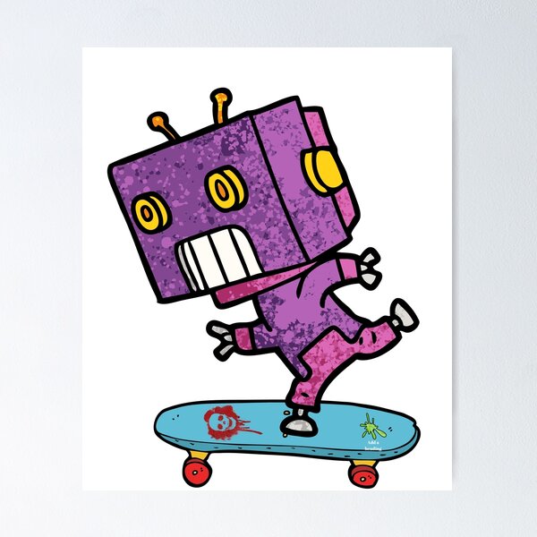 Robot Skateboarder Extreme Poster