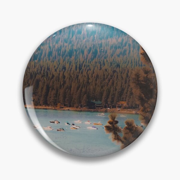 Item preview, pine tree and boats on the water at Lake Tahoe Nevada USA designed and sold by Mrvell.