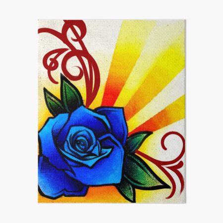 Glowing Neon Blue Rose | Art Board Print