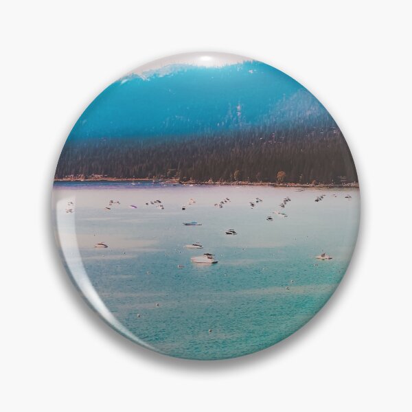 Item preview, Boat on the water and mountain background at Lake Tahoe Nevada USA designed and sold by Mrvell.