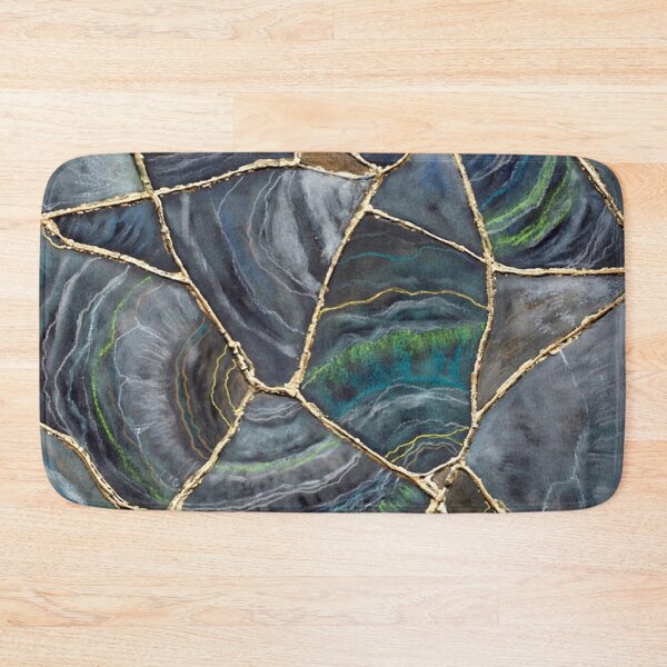Item preview, Blue Green Agate / Patterned Geode Art / Kintsugi Art / Gold Leaf / Ocean Blue Waves designed and sold by artenvironments.