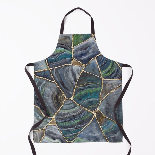 Item preview, Blue Green Agate / Patterned Geode Art / Kintsugi Art / Gold Leaf / Ocean Blue Waves designed and sold by artenvironments.