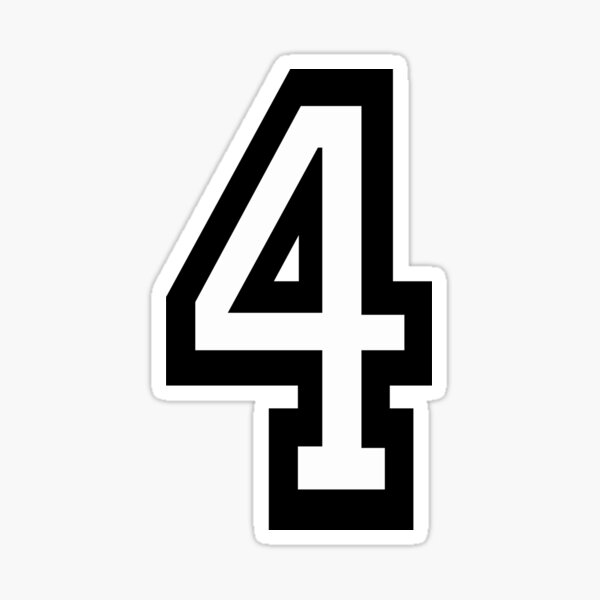 NUMBER 4. TEAM. SPORTS. FOUR, FOURTH, 4th. Competition, Quatro. Sticker