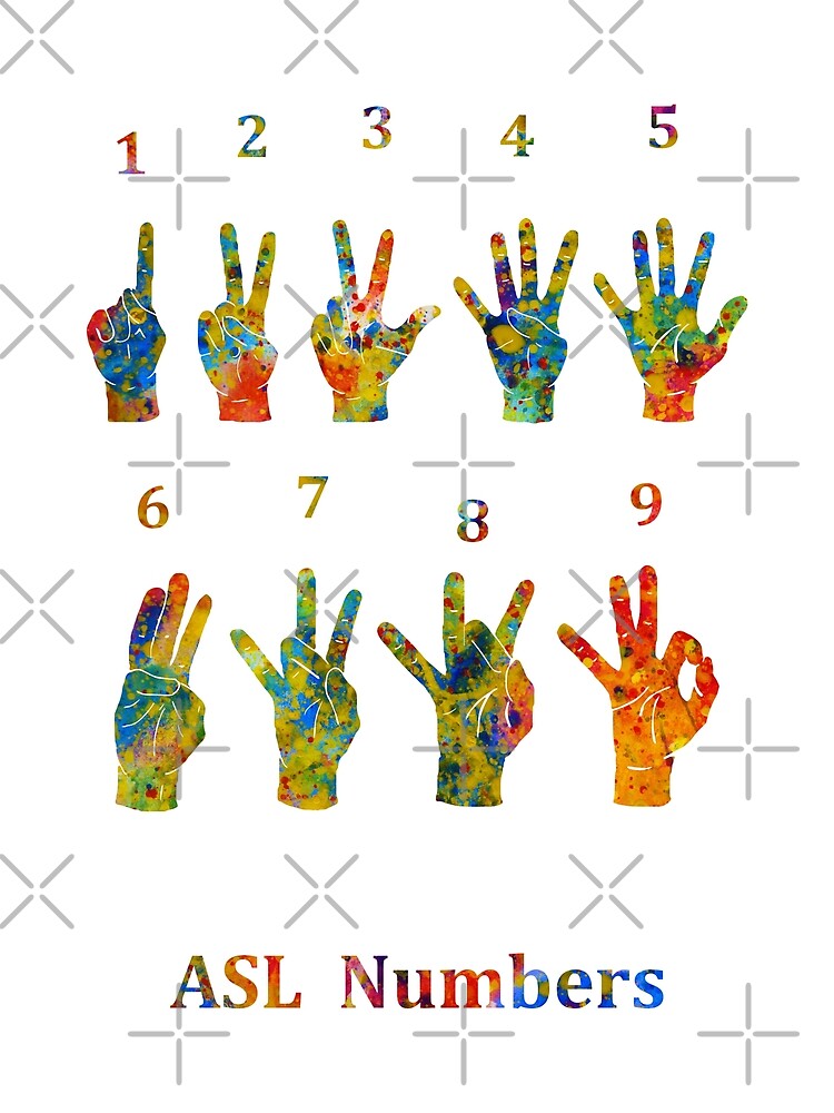 asl sign language number canvas print by erzebetth