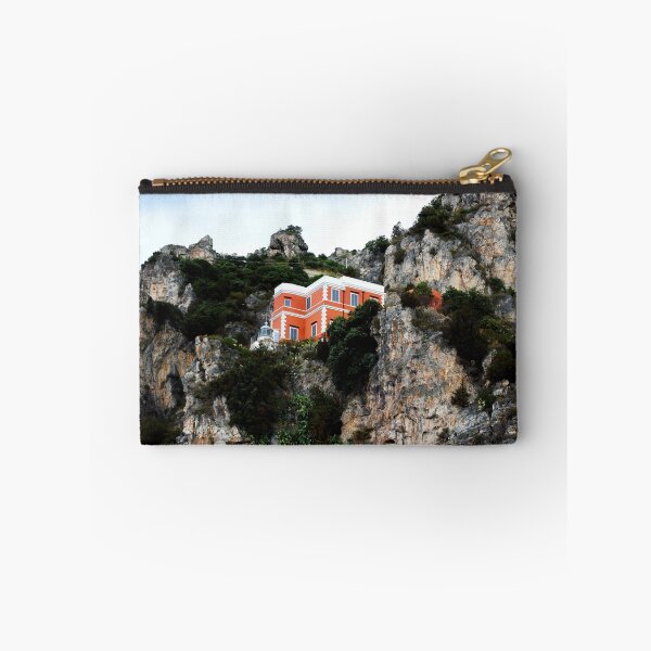 Item preview, View of a red and white building with lighthouse perching on a cliff in the Amalfi coast designed and sold by Kristina Drozd.