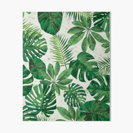 Tropical Palm Leaf Seamless Pattern, Sea Sand, Cream, Mineral Green, Gothic Gray , Avocado, Black Olive. Art Board Print