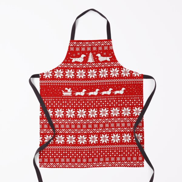 Dachshunds Christmas Sweater Pattern Kitchen Apron