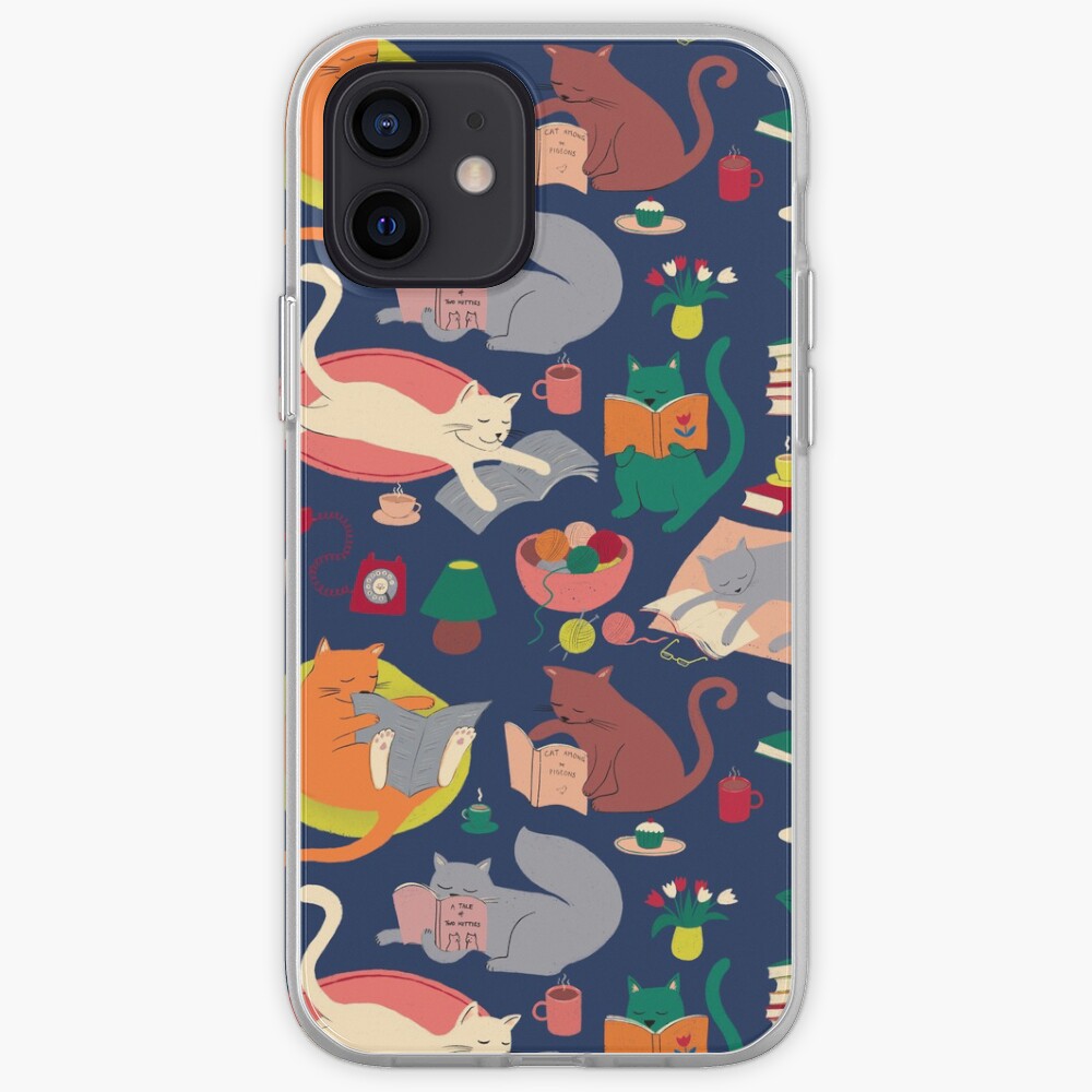 Cosy cats reading - cute cat pattern by Cecca Designs iPhone Case & Cover