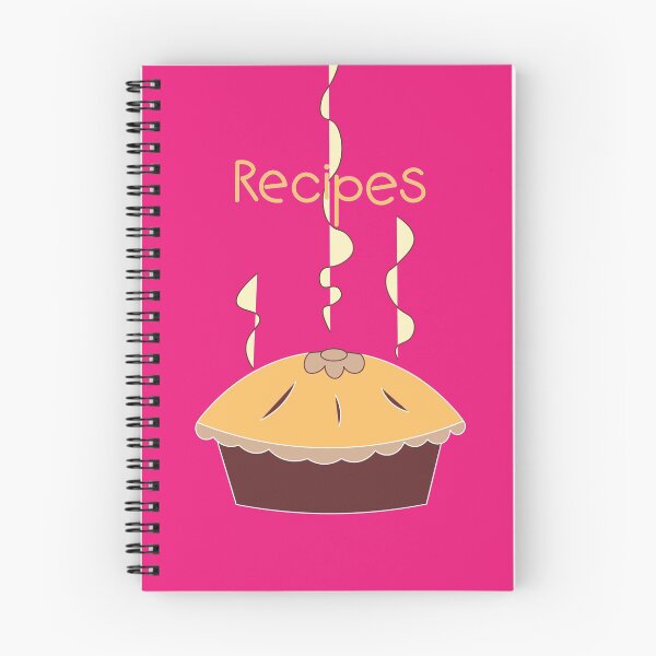 Item preview, *Recipes* cover design with Steaming Pie icon, pink background designed and sold by Susan Marie Williams.