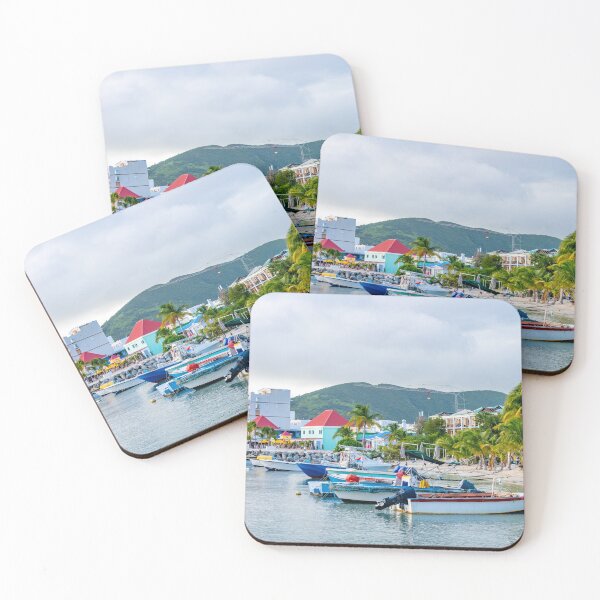 Item preview, Boats docked on tropical Caribbean island Sint Maarten designed and sold by debbieannpowell.