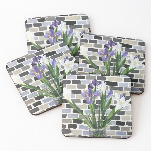 Item preview, Irises on Tiles Painting designed and sold by rachel-e-church.