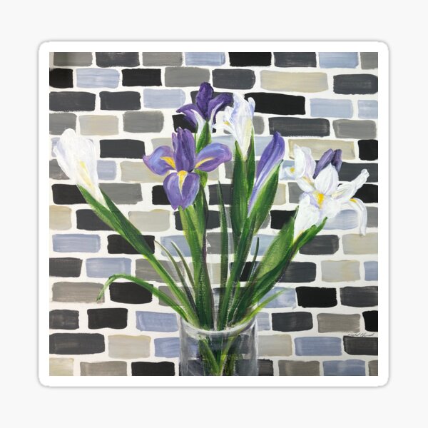 Irises on Tiles Painting Sticker