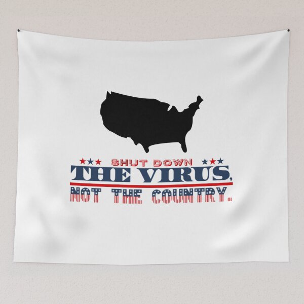 Item preview, Shut Down The Virus Not The Country Red White Blue USA American Silhouette Text Design designed and sold by Sunny Collections.