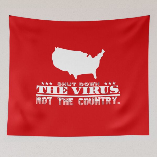 Item preview, Shut Down The Virus Not The Country White Red USA American Silhouette Text Design designed and sold by Sunny Collections.