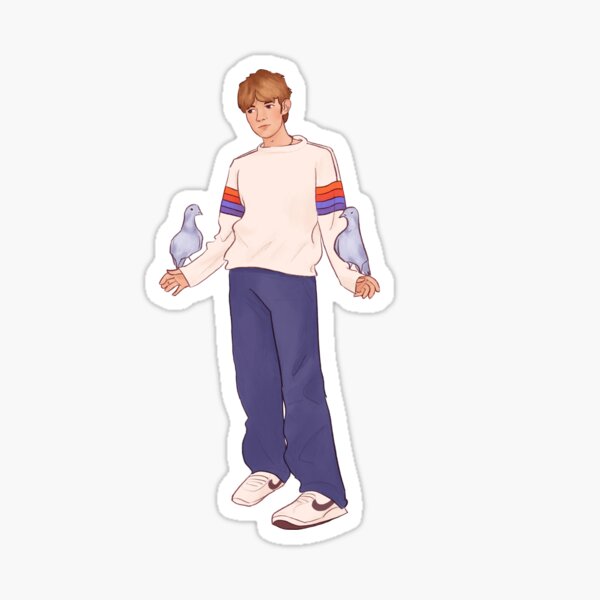 Damon With Pigeons Sticker