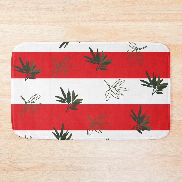 Item preview, Green leaf branches on the red and white background designed and sold by tulipdesign.