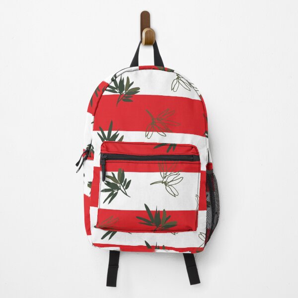 Item preview, Green leaf branches on the red and white background designed and sold by tulipdesign.
