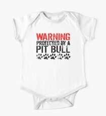 Warning Protected By A Pit Bull One Piece - Short Sleeve