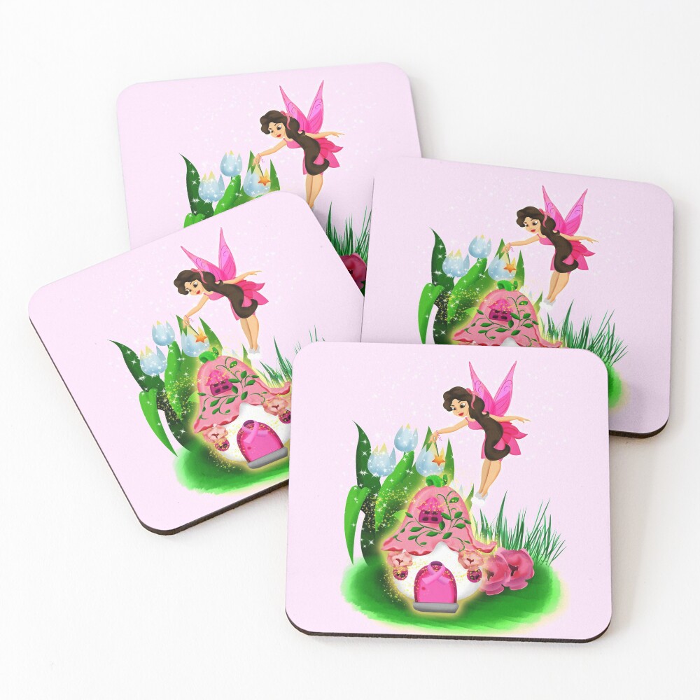 Join Esperanza the Hope and Faith Fairy In Pretty In Pink™ Coasters (Set of 4)