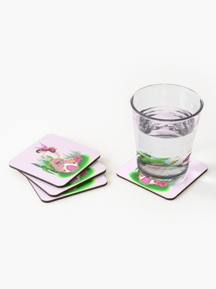 Alternate view of Join Esperanza the Hope and Faith Fairy In Pretty In Pink™ Coasters (Set of 4)