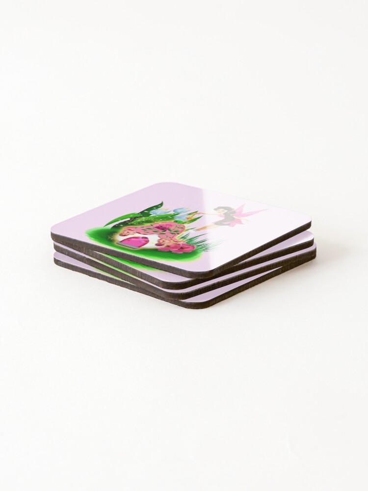 Alternate view of Join Esperanza the Hope and Faith Fairy In Pretty In Pink™ Coasters (Set of 4)