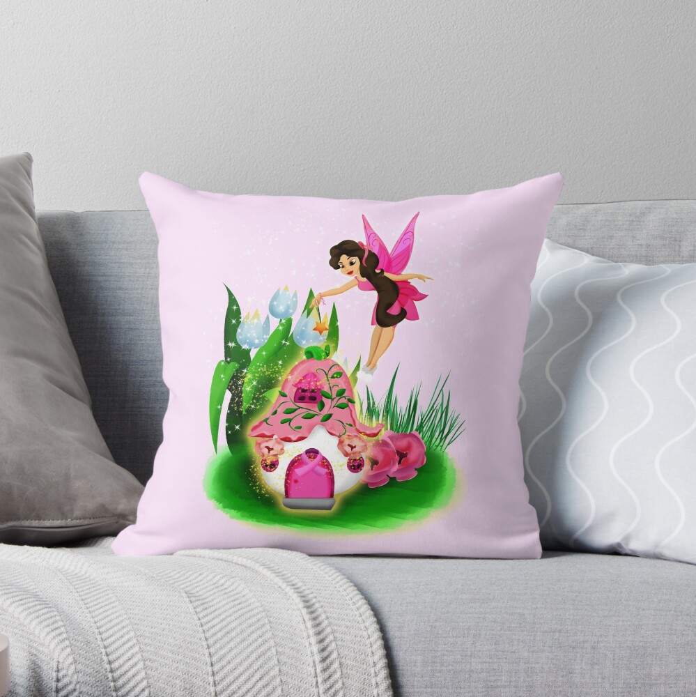 Join Esperanza the Hope and Faith Fairy In Pretty In Pink™ Throw Pillow