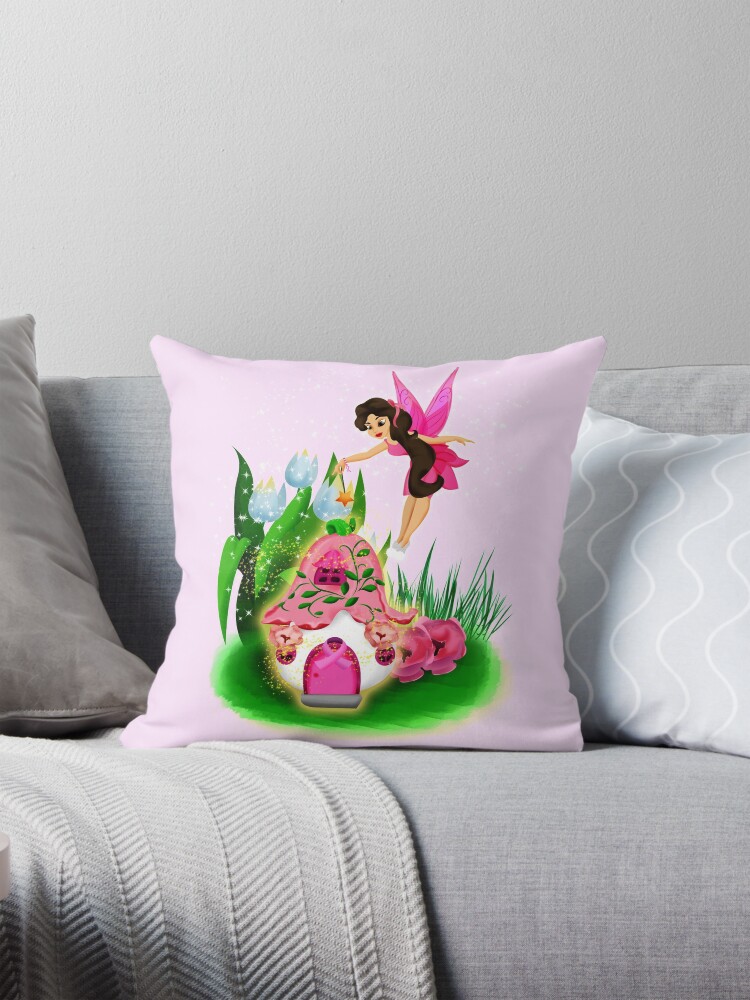 Thumbnail 1 of 4, Pillow, Join Esperanza the Hope and Faith Fairy In Pretty In Pink™ designed and sold by TeelieTurner.