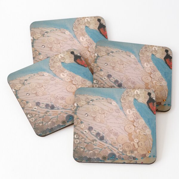 Item preview, Swan beads and buttons collage mosaic painting pattern designed and sold by esvb.