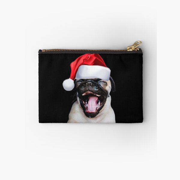 Item preview, Cute Laughing Pug Santa Hat Image Funny Dog Christmas Gift designed and sold by DamnCoolStuff.