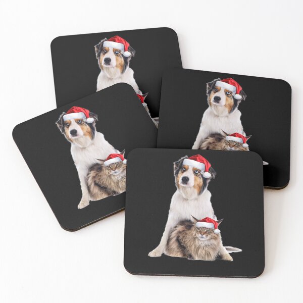 Item preview, Cute Cat Dog Shirt Santa Hat Cool Image Funny Christmas Gift designed and sold by DamnCoolStuff.