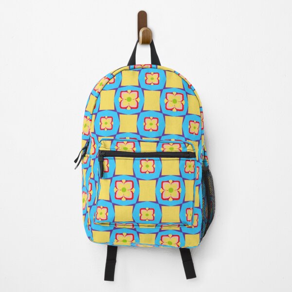 Item preview, Floral Abstract Blue and Yellow Checkered Pattern designed and sold by Sendreka.