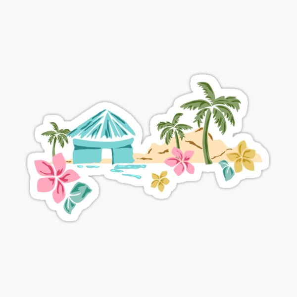 Item preview, Tropical Island Tiki Hut Print Pattern designed and sold by AubrieBea.
