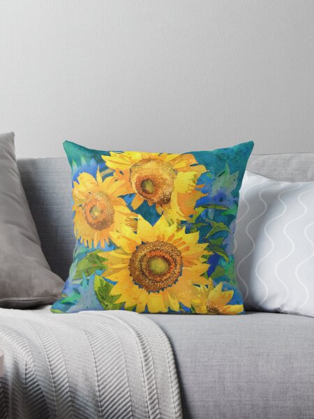 Item preview, Sunflowers on Blue designed and sold by Lynnea Washburn.