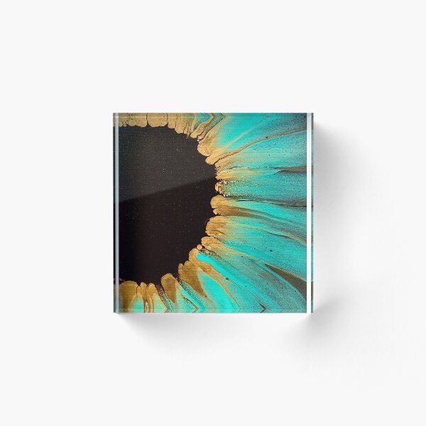 Item preview, Pintura de arte fluido abstracto verde agua y dorado inspirada en Eclipse designed and sold by CrystalCoast.