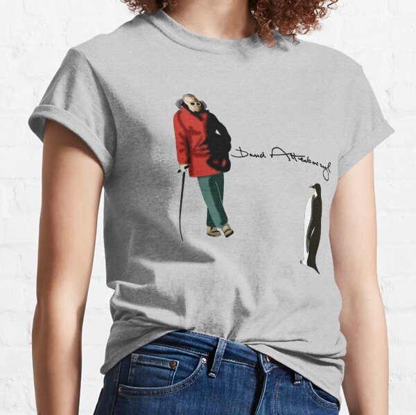 Vista previa del artículo con la obra «Sir David Attenborough y Penguin», diseñado y vendido por made-by-bex.
