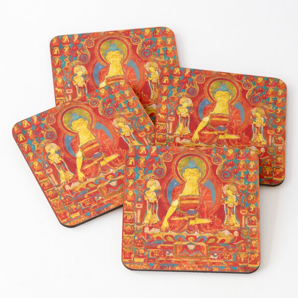 Item preview, Ancient Buddha in Red Blue & Gold designed and sold by TheBearandBunny.