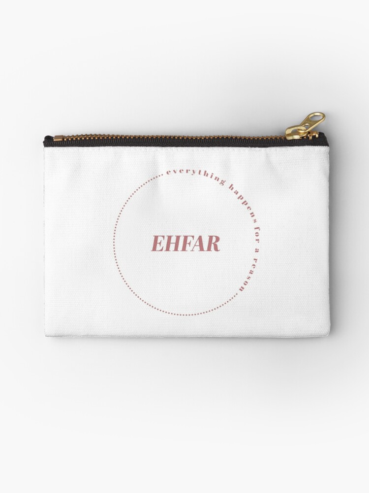 Thumbnail 1 of 4, Zipper Pouch, "EHFAR - Everything happens for a reason" Back Slogan, Dusty Pink designed and sold by The Hot & Fresh Store.