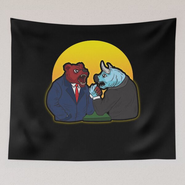 Aperçu de l'œuvre Stock Market Humor Bearish Bullist Armwrestling créée et vendue par Moonpie90.