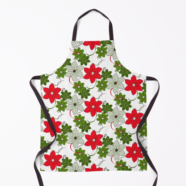 Item preview, Chelsea Flower Show, floral print, red and green on a white background designed and sold by Susan Marie Williams.
