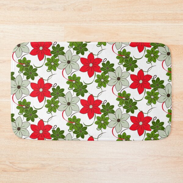 Item preview, Chelsea Flower Show, floral print, red and green on a white background designed and sold by Susan Marie Williams.