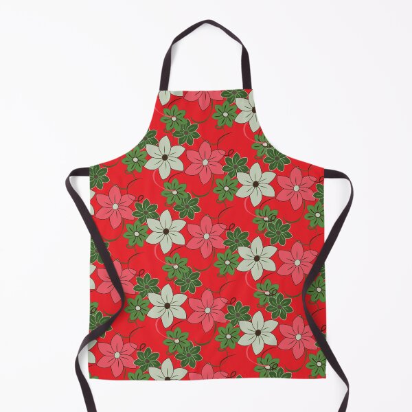 Item preview, Chelsea Flower Show, floral print, pink and green on a red background designed and sold by Susan Marie Williams.