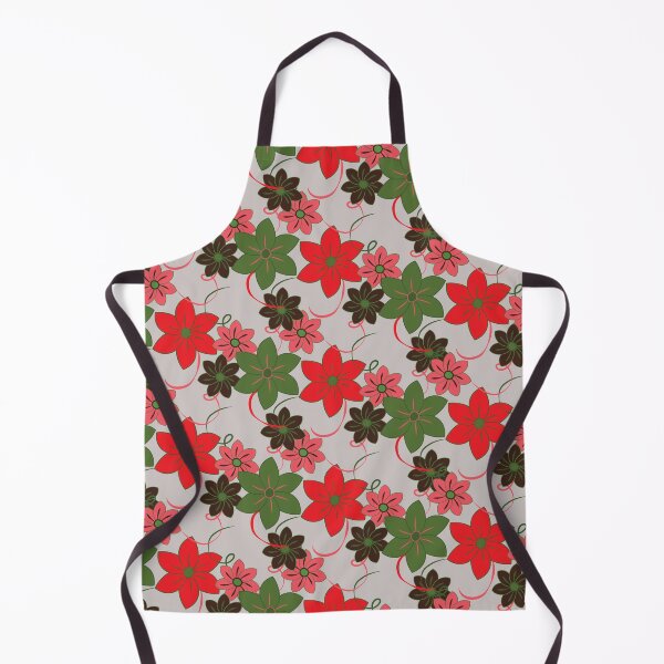 Item preview, Chelsea Flower Show, floral print, red, pink and green on a taupe background designed and sold by Susan Marie Williams.