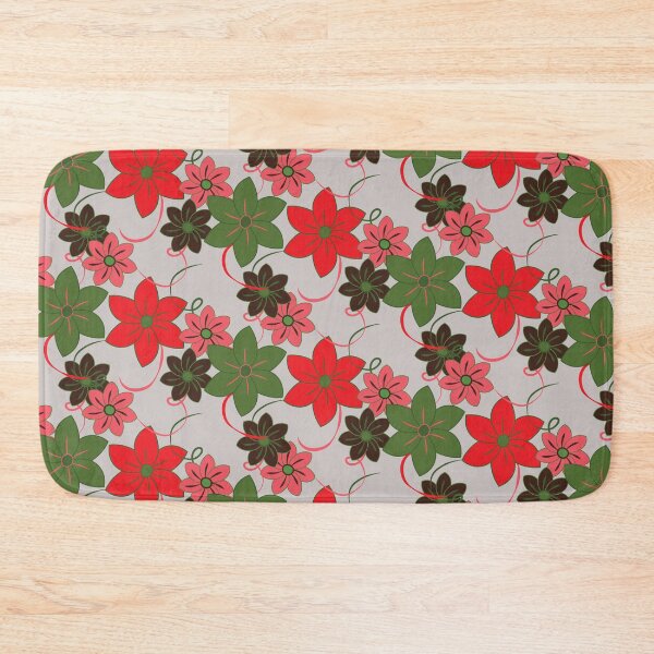 Item preview, Chelsea Flower Show, floral print, red, pink and green on a taupe background designed and sold by Susan Marie Williams.