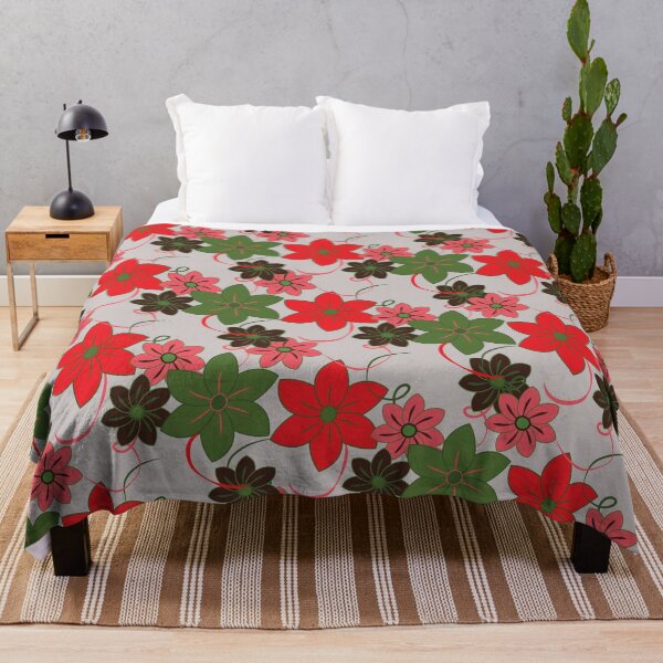 Item preview, Chelsea Flower Show, floral print, red, pink and green on a taupe background designed and sold by Susan Marie Williams.