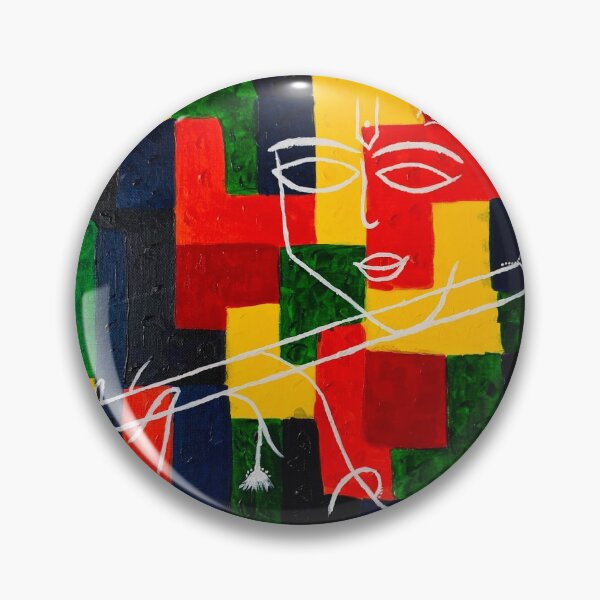 Item preview, Krishna with flute on abstract designed and sold by my-art-hub.