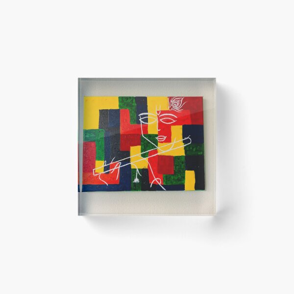 Item preview, Krishna with flute on abstract designed and sold by my-art-hub.