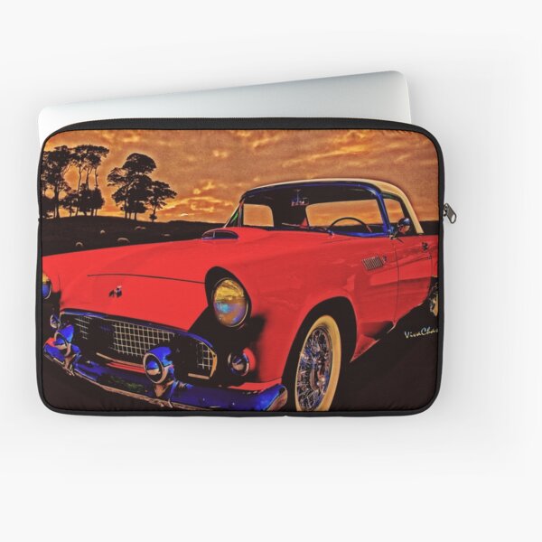 Old Trevor's 56 T-Bird in red out at the sheep station round bout sundown Laptop Sleeve