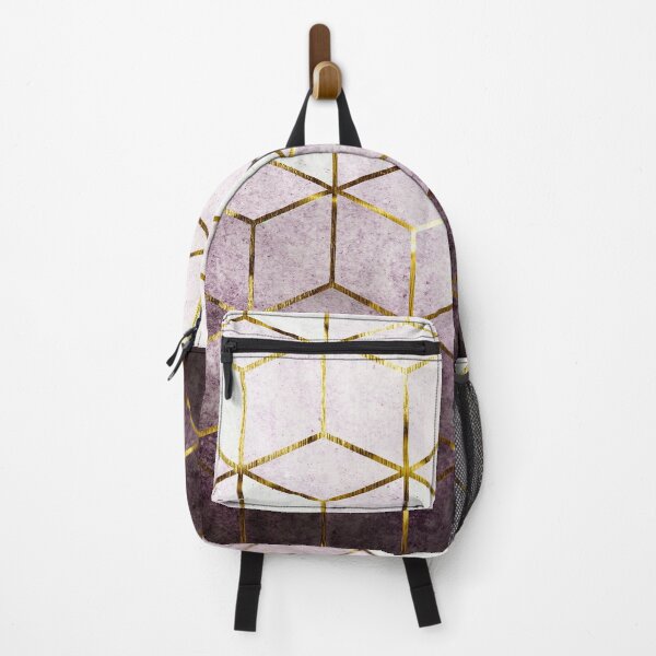 Item preview, Elegant Geometric Purple Cubes with Gold Lining designed and sold by KA DESIGNS.