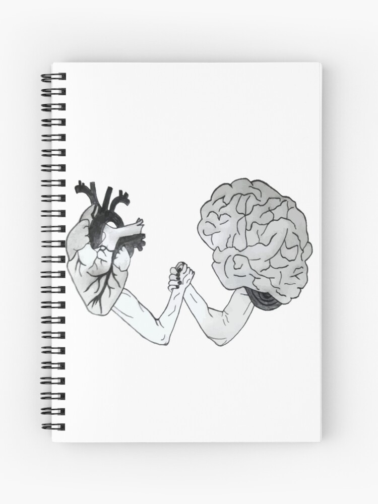 Cuaderno de espiral «Dibujo a lápiz de corazón VS cerebro» de  Sam-DesignMart | Redbubble